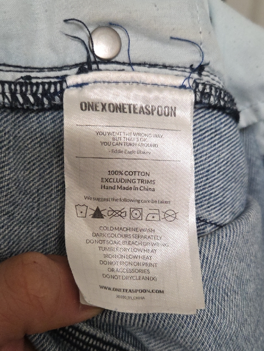 Oneteaspoon High-Rise Distressed Denim Shorts in Faded Blue - Picture 8 of 8